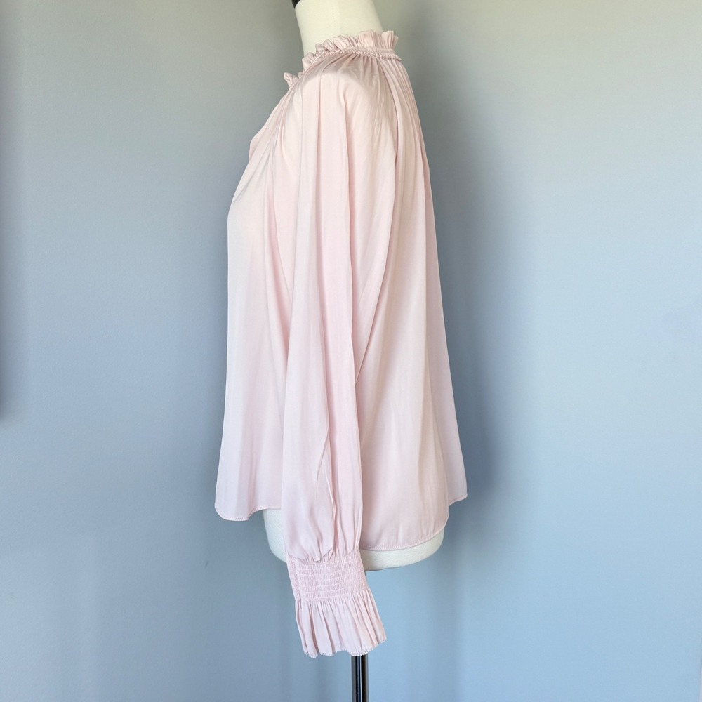 Philosophy Ruffled Neck Blouse Long Sleeve Blush Pink XS - Picture 9 of 10